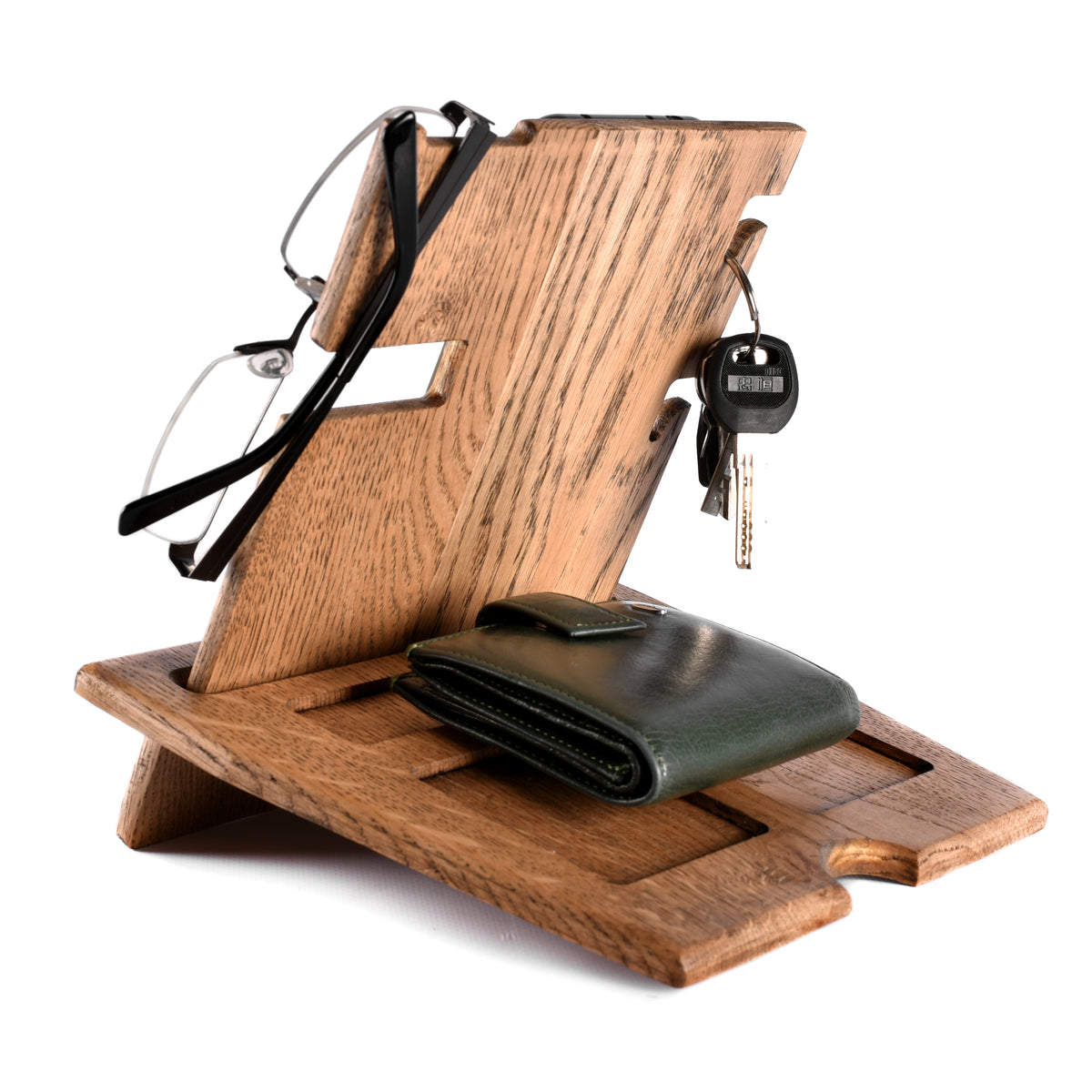Cell Phone Holder Desktop Office Accessories Wooden Men Organizer